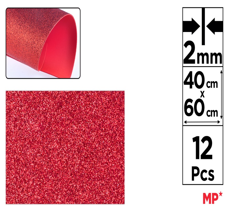 Pianka dekoracyjna brokatowa EVA 40X60CM czerwona PN574-08 MP